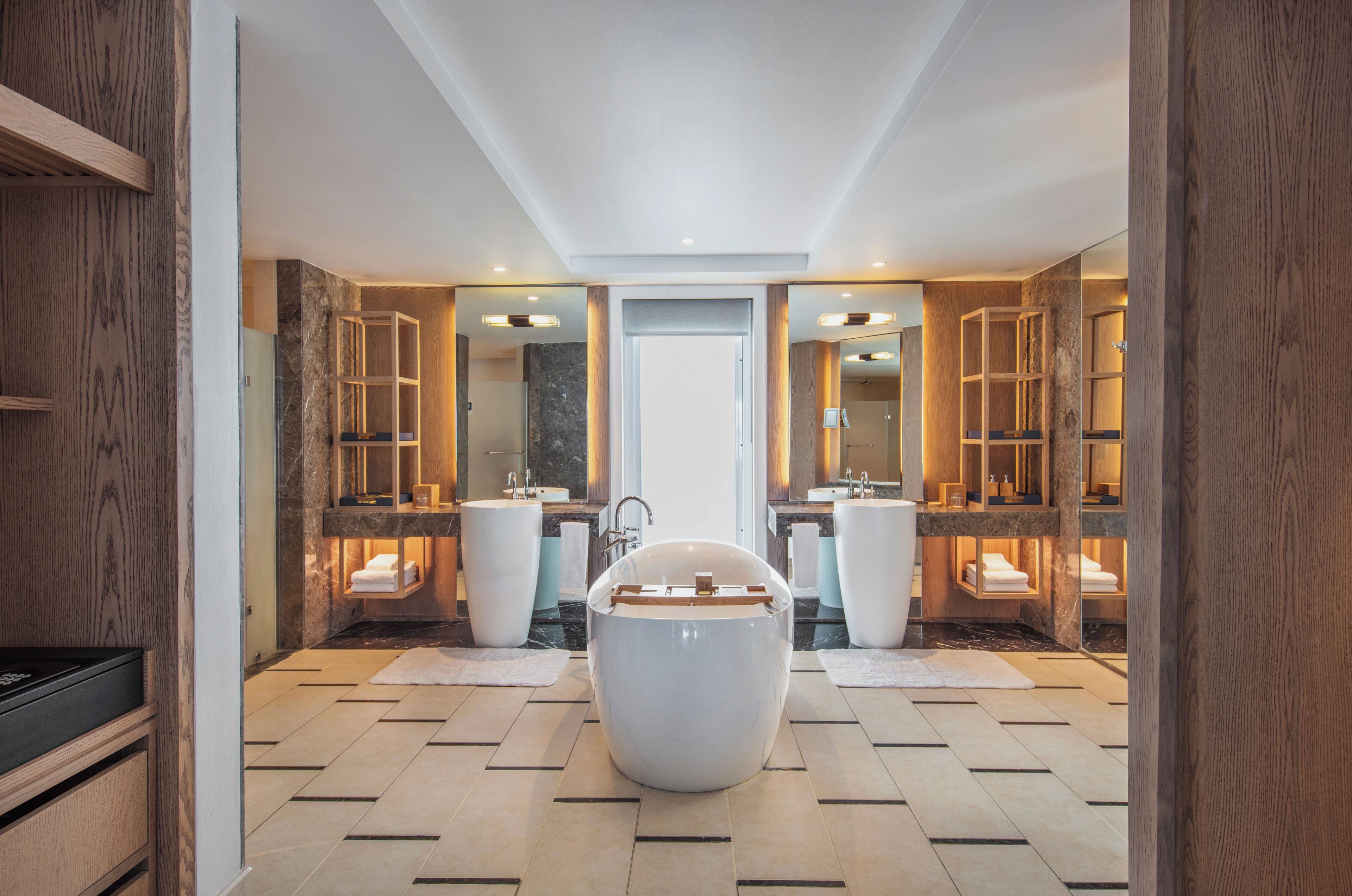 Frangipani Signature Ocean View Suite | Bathroom | Separate tub and shower, deep soaking tub, rainfall showerhead