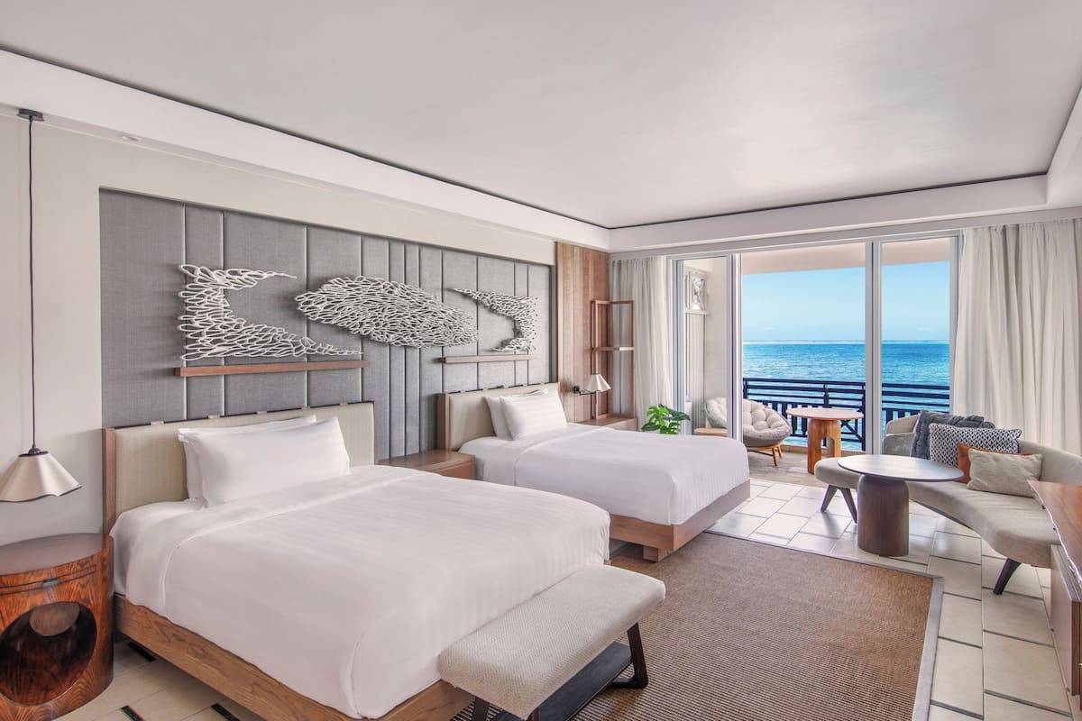 Frangipani Ocean View Junior Suite Twin | Premium bedding, memory foam beds, minibar, in-room safe