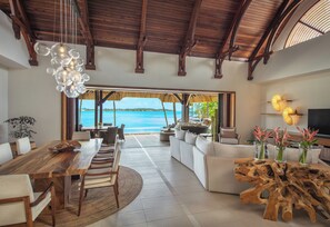 Shangri-La Three Bedroom Beach Villa | Premium bedding, memory foam beds, minibar, in-room safe