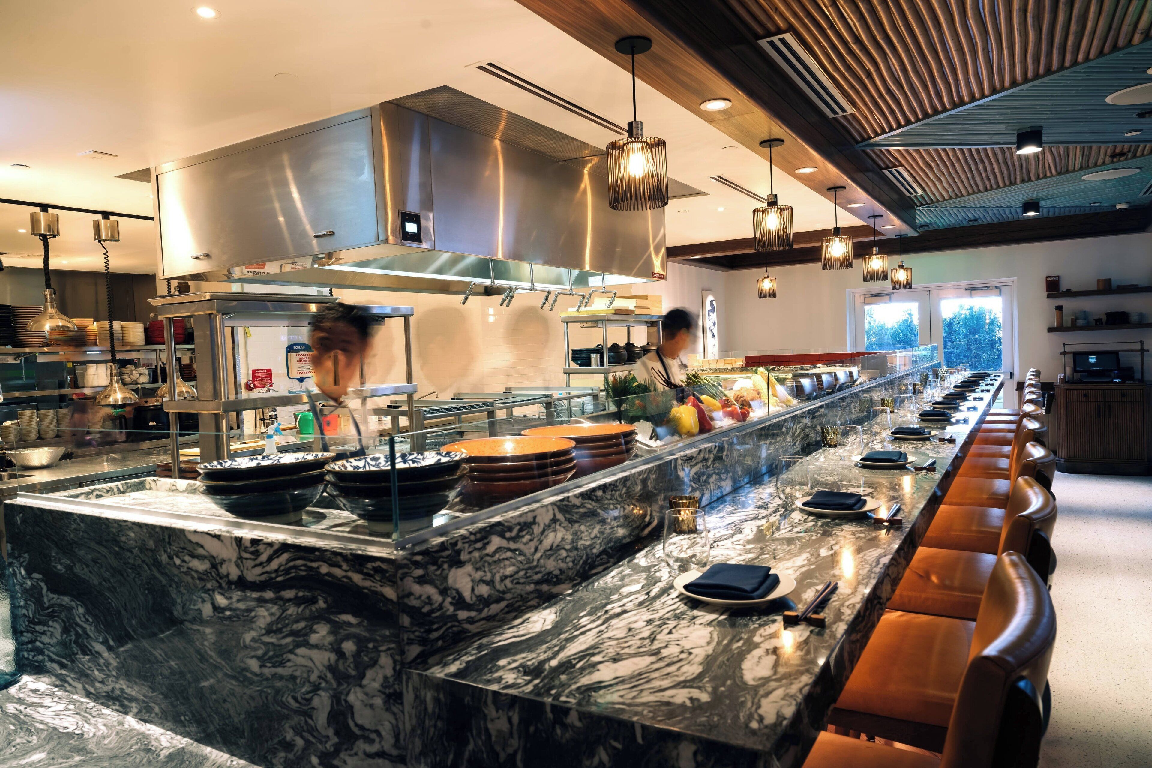 on the beach, white sand, beach cabanas, sun-loungers