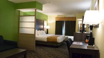 1 bedroom, pillowtop beds, desk, iron/ironing board