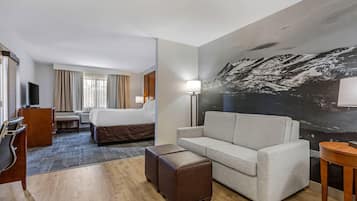 Suite, 1 King Bed with Sofa bed, Non Smoking, Balcony | 1 bedroom, premium bedding, desk, iron/ironing board