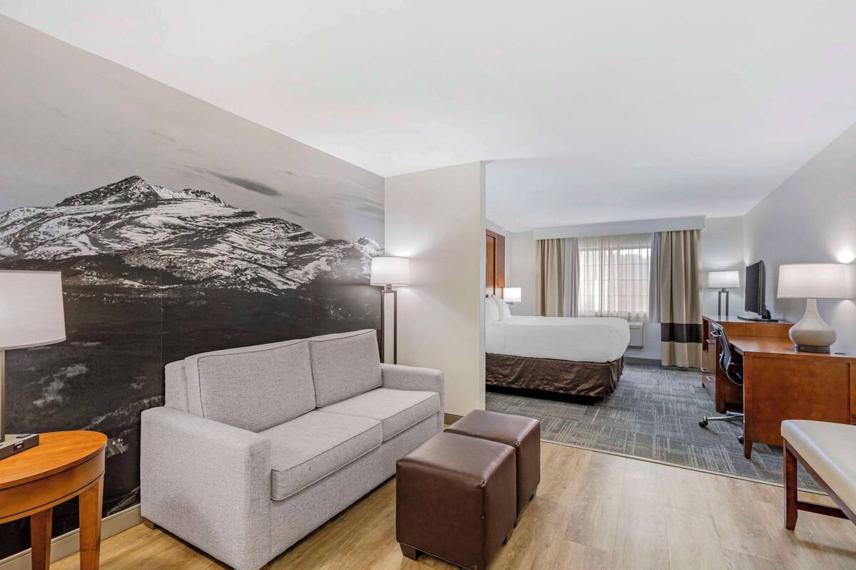 suite, 1 king bed with sofa bed, non smoking, balcony | premium bedding, desk, iron/ironing board, free cots/infant beds