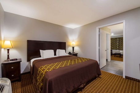 Basic Suite, Non Smoking (1 King Bed with 2 Person Sofa bed) | Desk, laptop workspace, blackout drapes, iron/ironing board. Rodeway Inn & Suites Corpus Christi Northwest