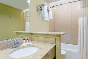 Bañera con ducha, artículos de tocador gratuitos, secador de pelo