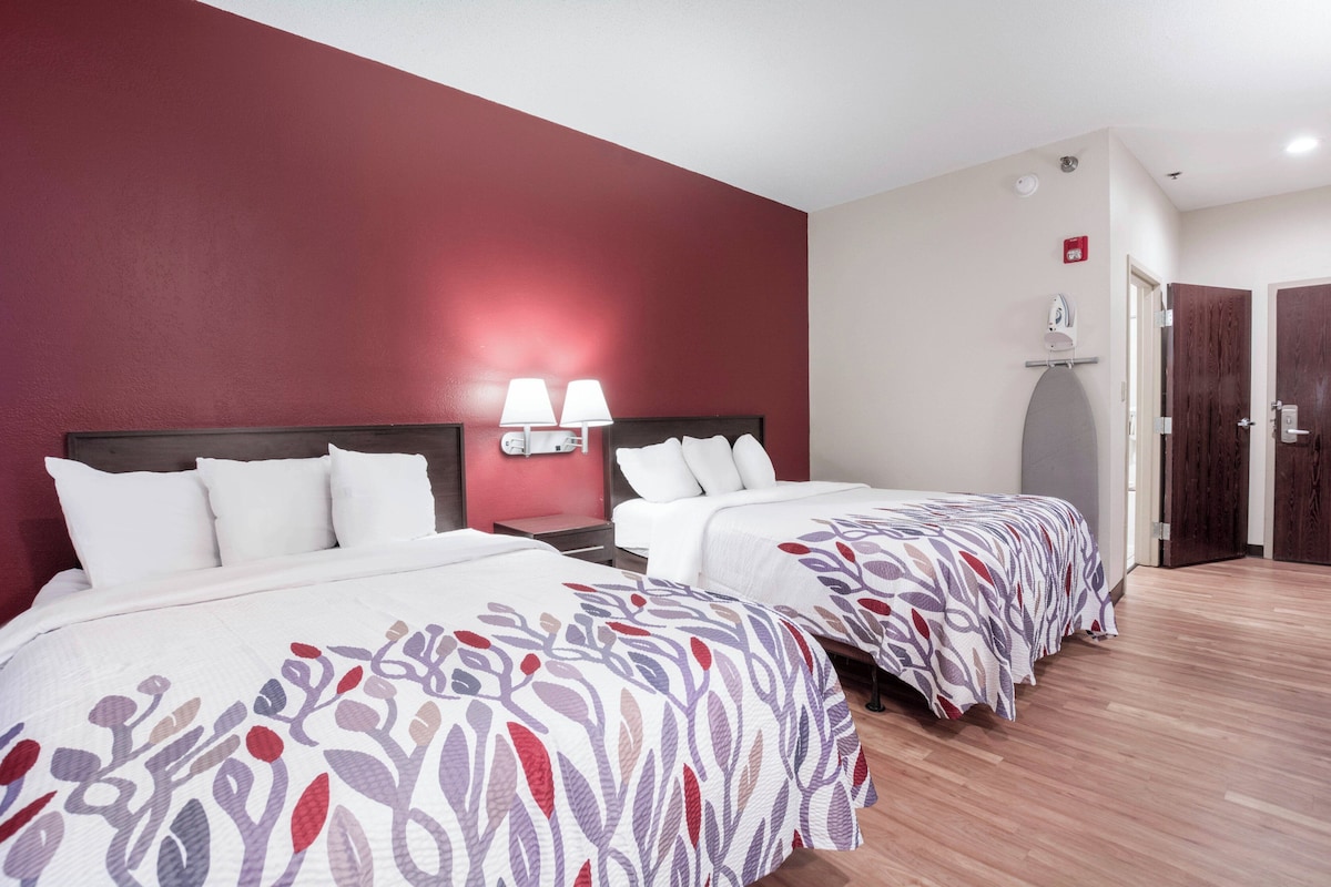 Deluxe Room, 2 Queen Beds, Accessible, Non Smoking | Desk, laptop workspace, blackout drapes, iron/ironing board