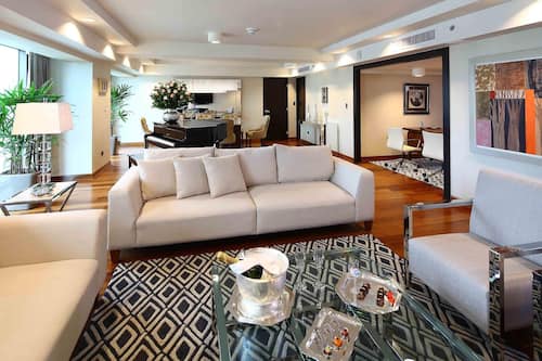 Premium bedding, down comforters, memory foam beds, minibar