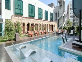 Indoor pool, outdoor pool, open 7:00 AM to 6:00 PM, sun loungers