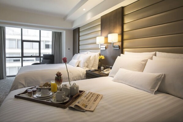 Executive Room, 2 Double Beds, City View | Premium bedding, down duvets, memory-foam beds, minibar