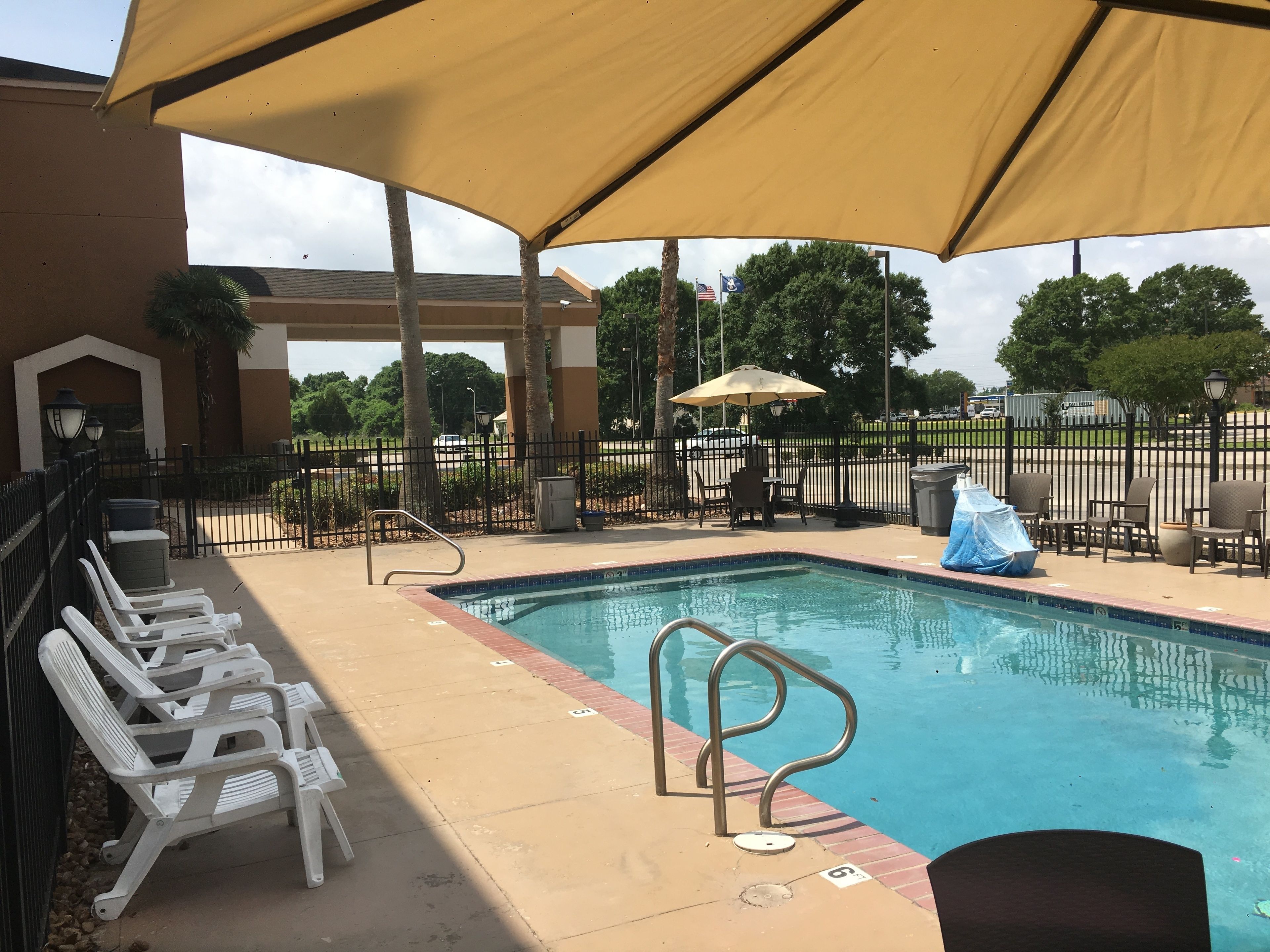 Seasonal outdoor pool, pool umbrellas, sun loungers