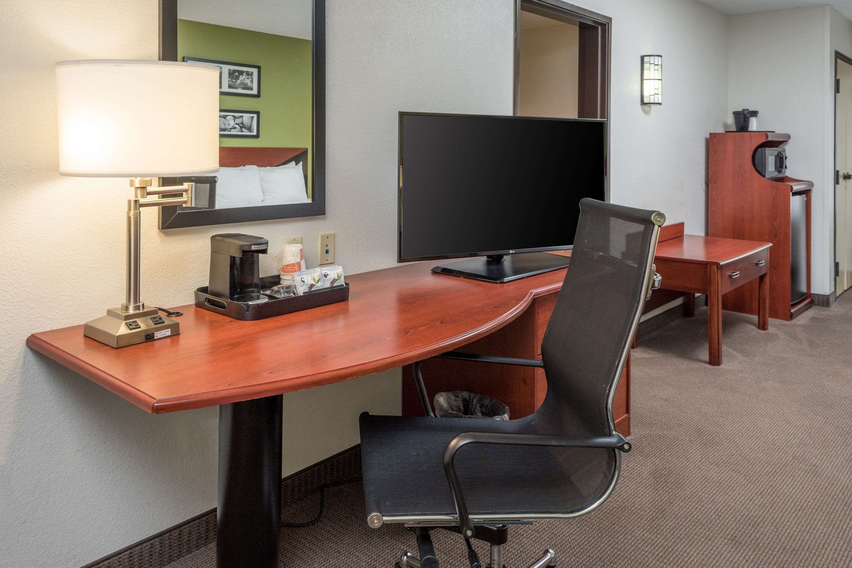 premium bedding, blackout curtains, iron/ironing board