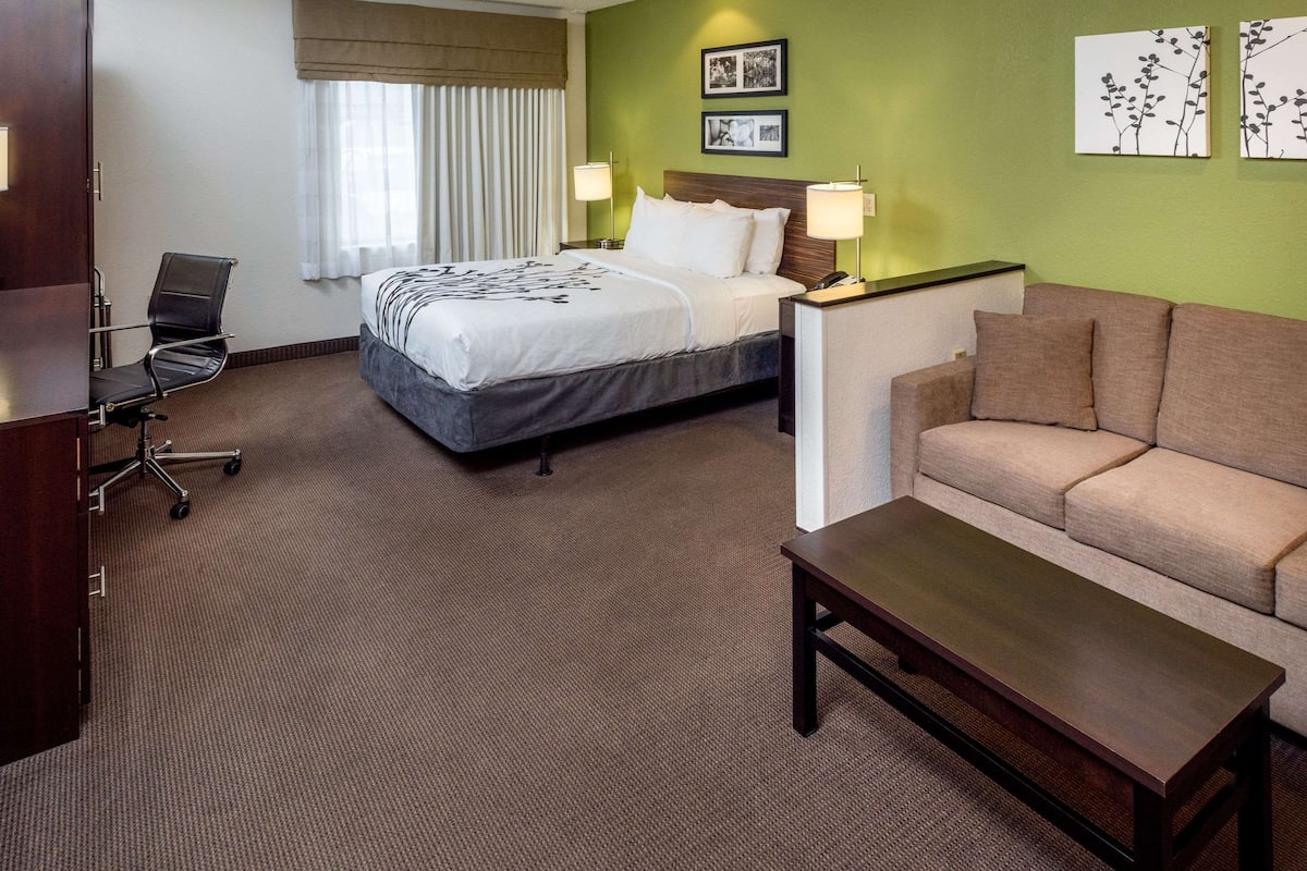 Suite, 1 Queen Bed with Sofa bed, Accessible, Non Smoking | Premium bedding, blackout drapes, iron/ironing board