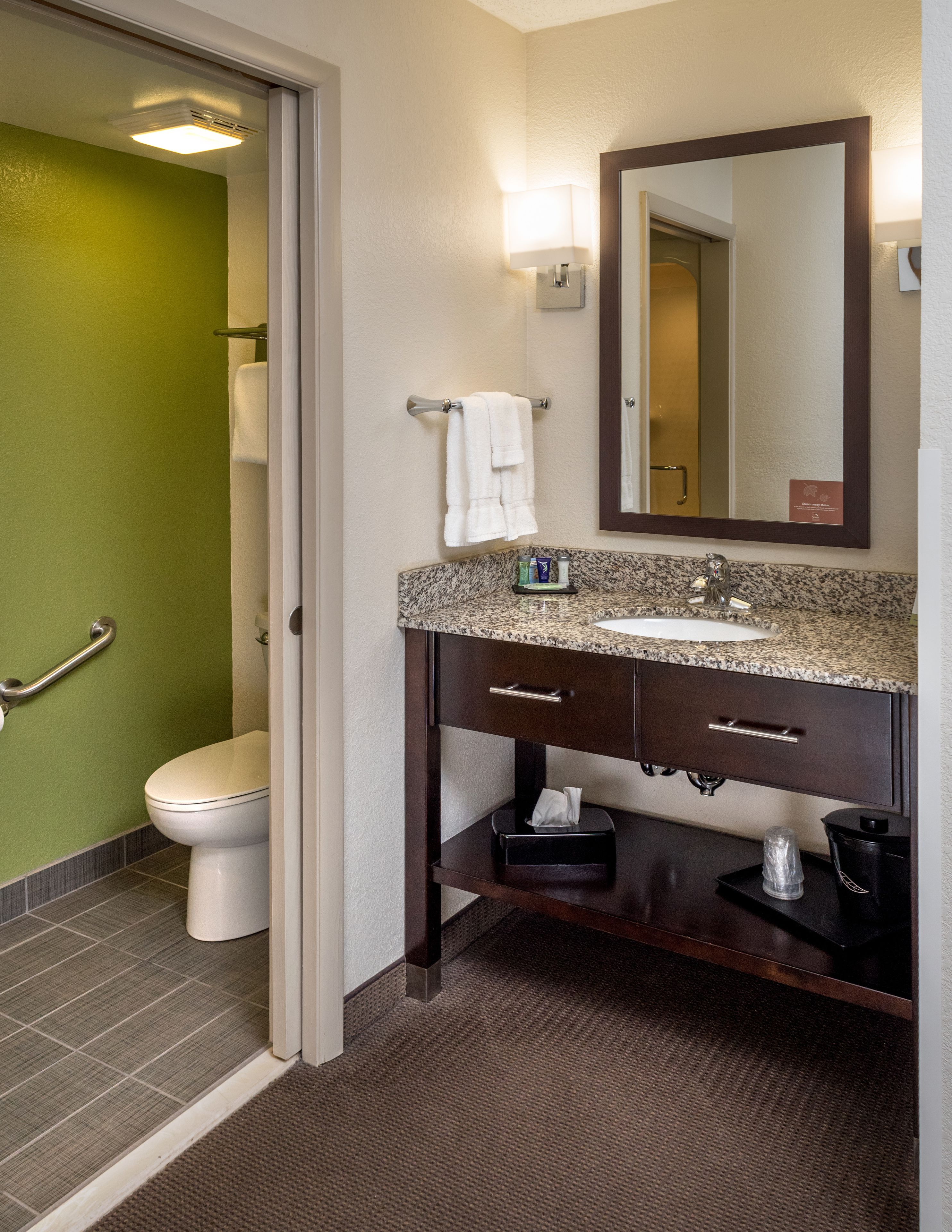 free toiletries, hair dryer, towels