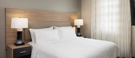 Pillowtop beds, desk, laptop workspace, blackout drapes