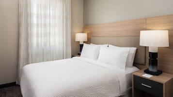 Pillowtop beds, desk, laptop workspace, blackout drapes