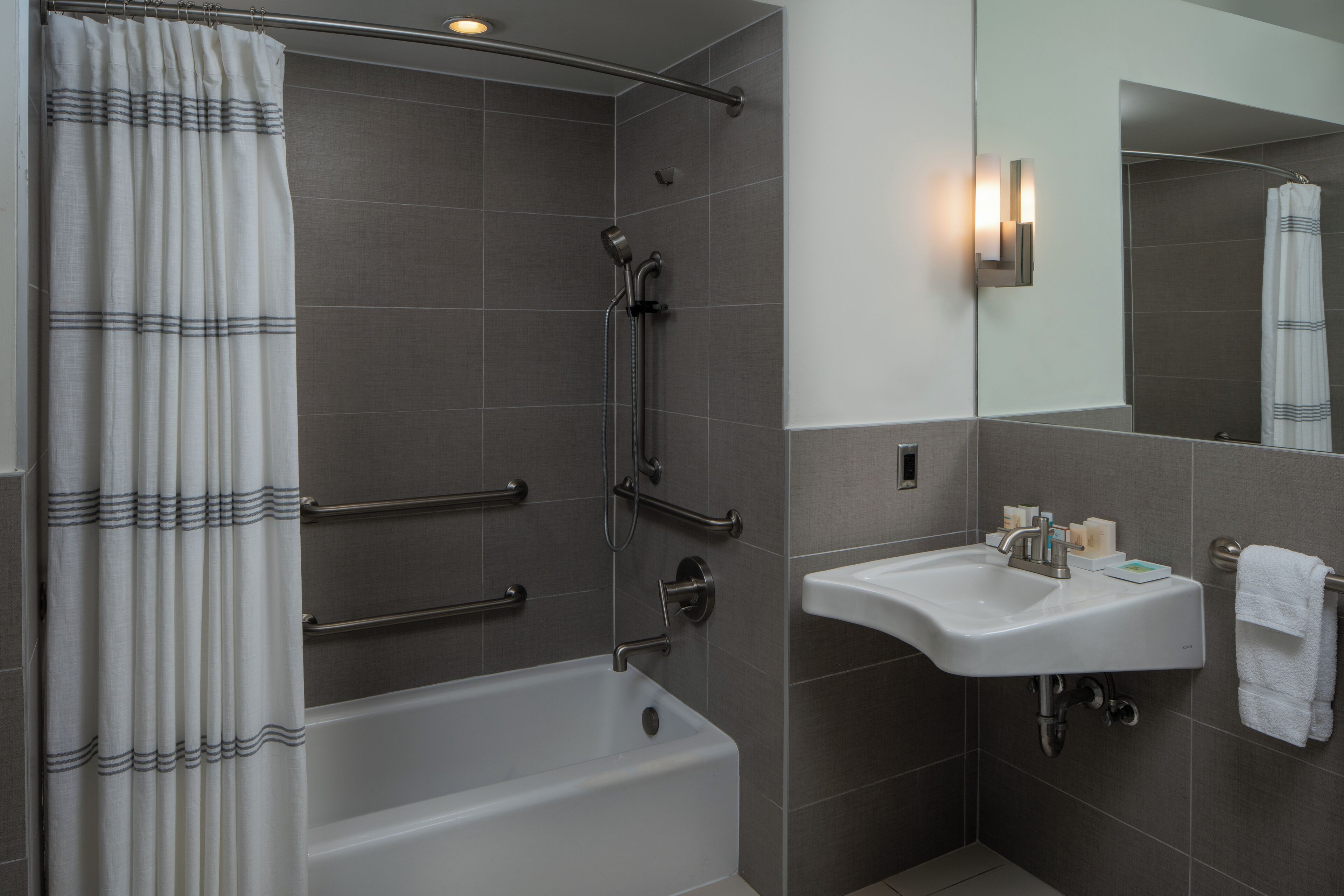 room, 2 queen beds, accessible, non smoking | bathroom | combined shower/bathtub, hair dryer, towels