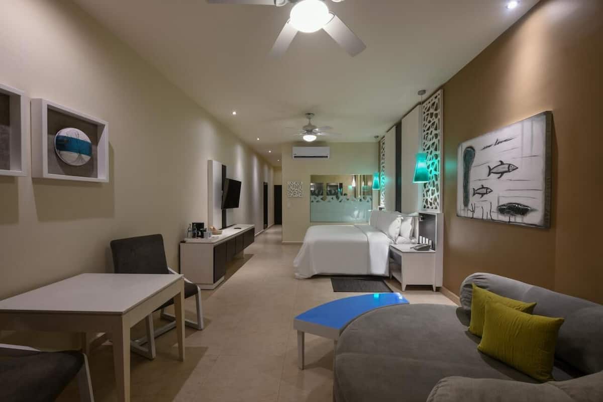 Free minibar items, desk, blackout drapes, iron/ironing board