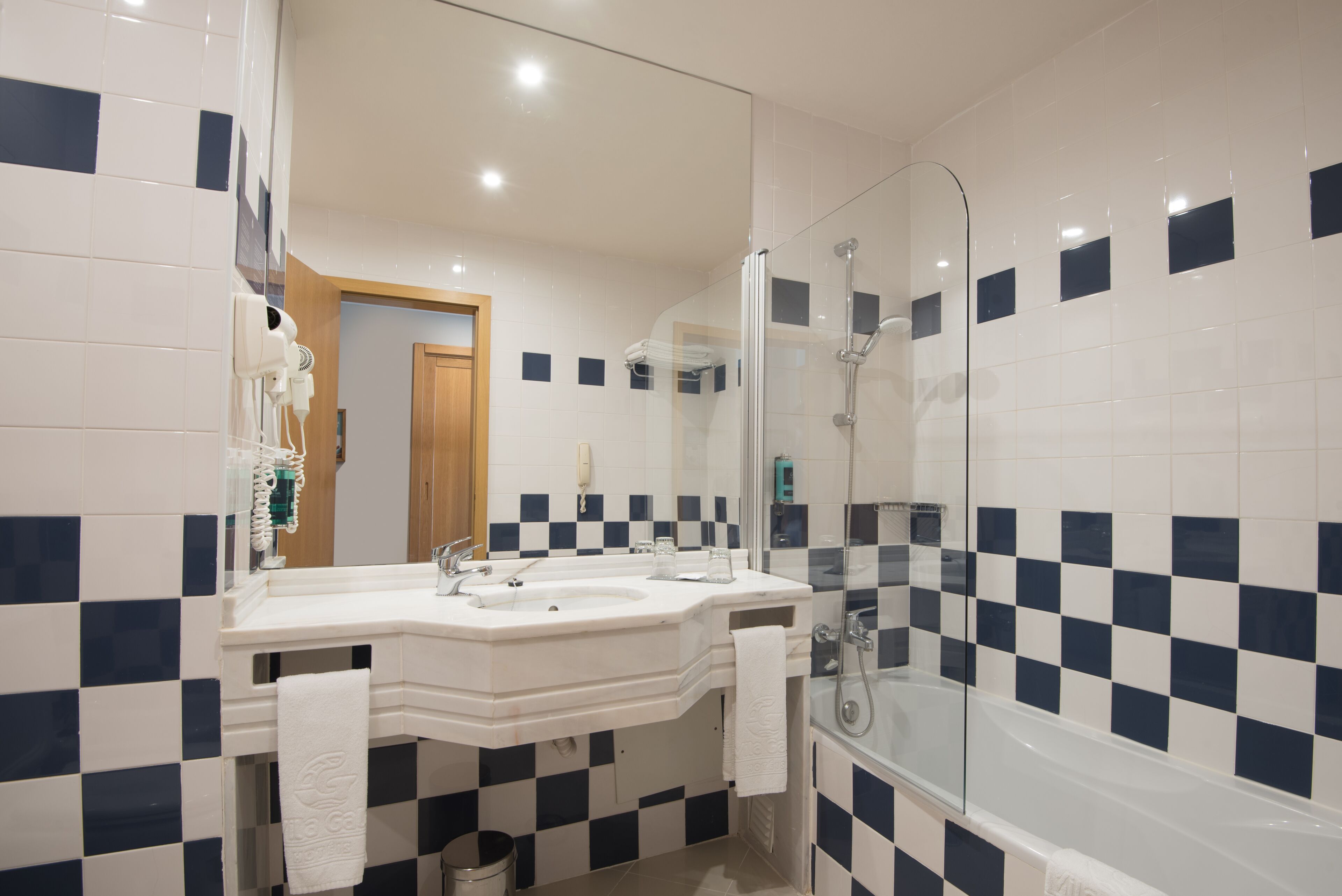 free toiletries, hair dryer, towels