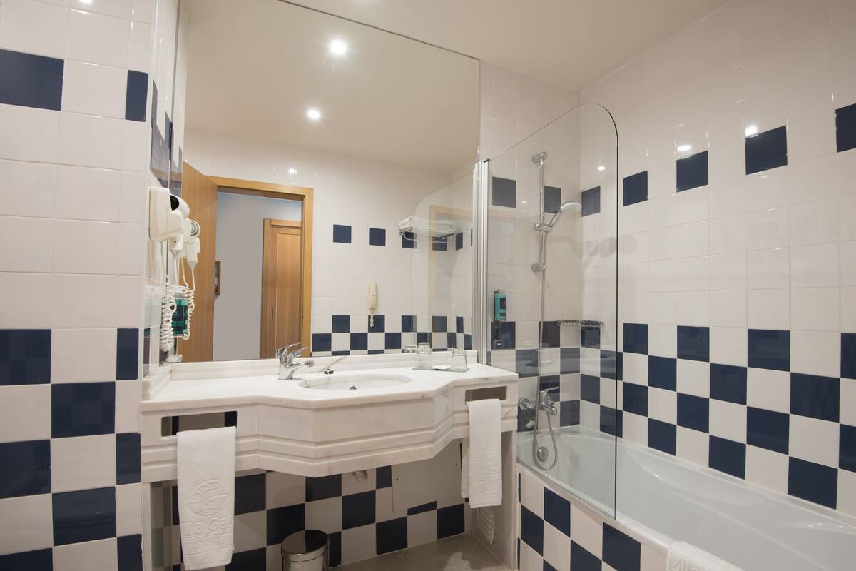 free toiletries, hair dryer, towels