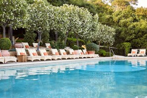 Outdoor pool, sun loungers