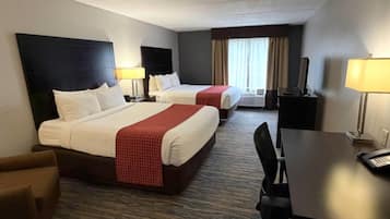 Pillow-top beds, desk, free WiFi, bed sheets