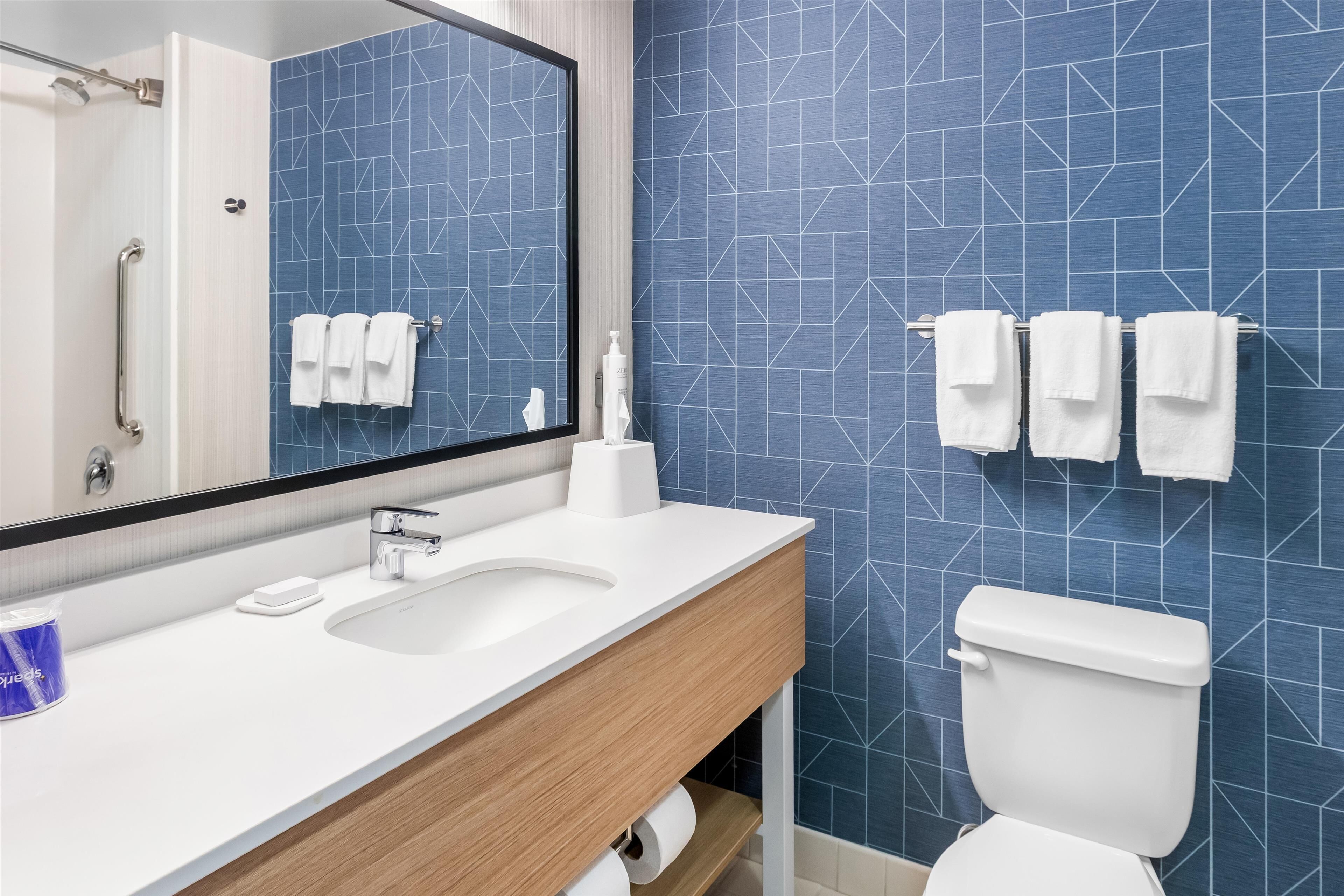 room, 1 king bed with sofa bed | bathroom | combined shower/bathtub, free toiletries, hair dryer, towels