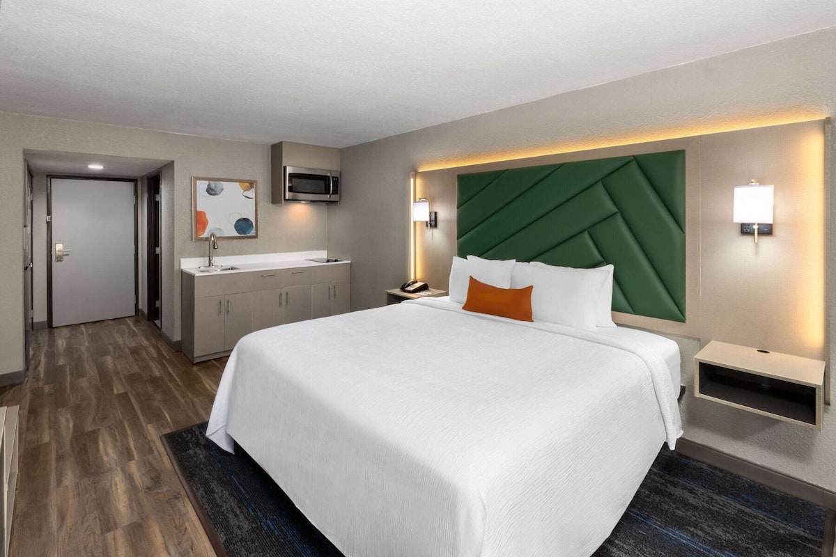 Room, 1 King Bed, Non Smoking (Efficiency) | Premium bedding, desk, iron/ironing board, cribs/infant beds