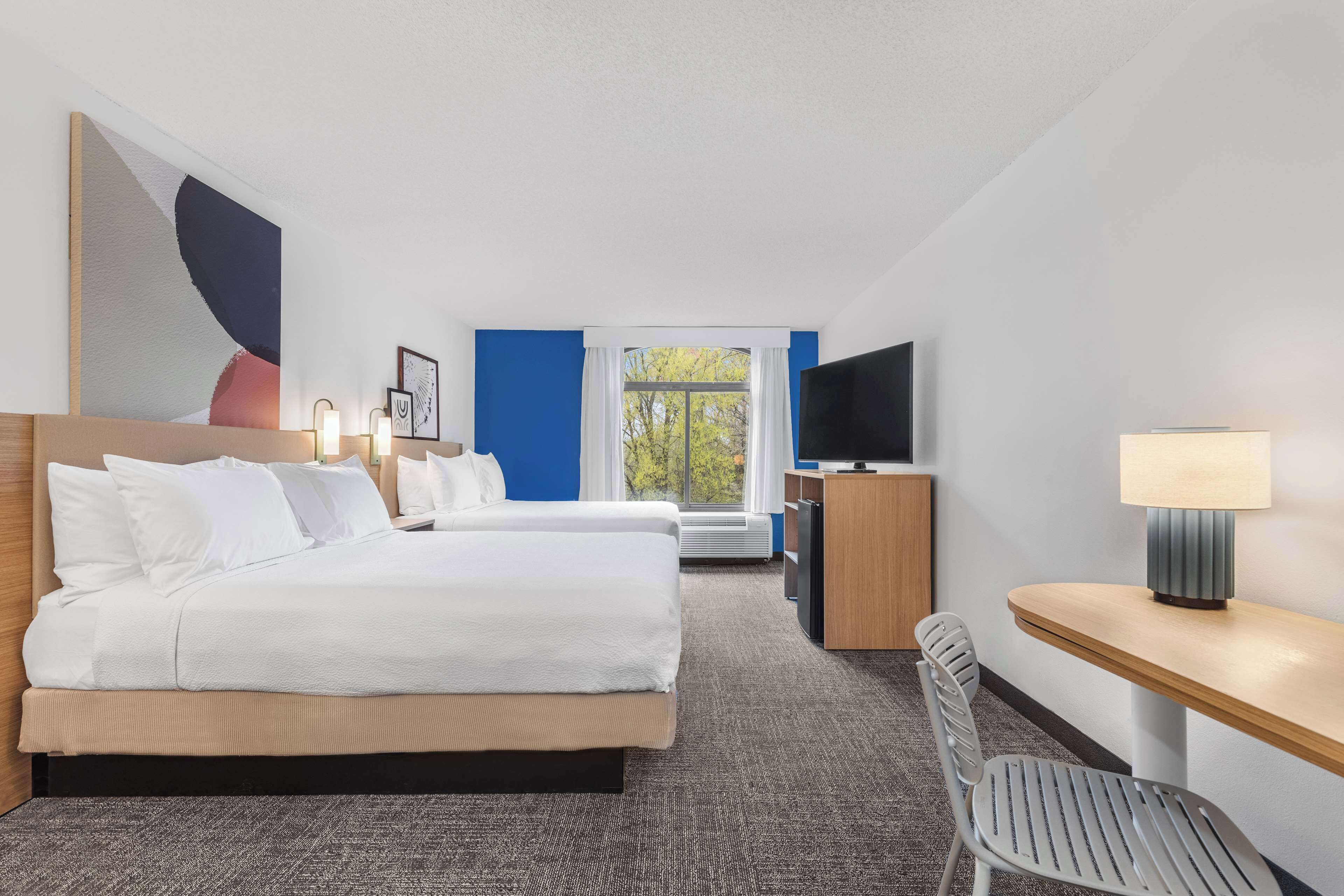 room, 2 queen beds | premium bedding, desk, laptop workspace, blackout curtains