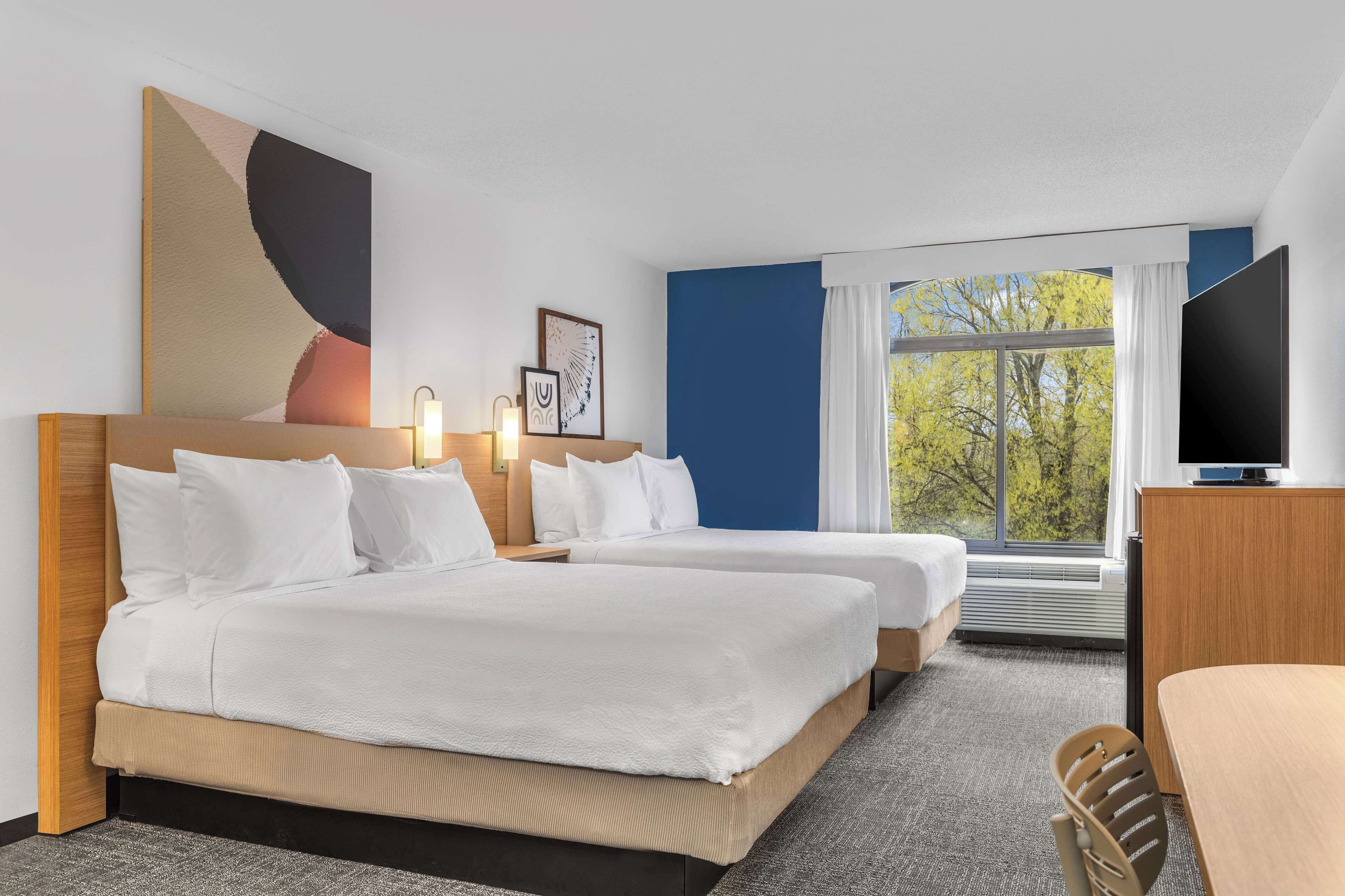 room, 2 queen beds | premium bedding, desk, laptop workspace, blackout curtains