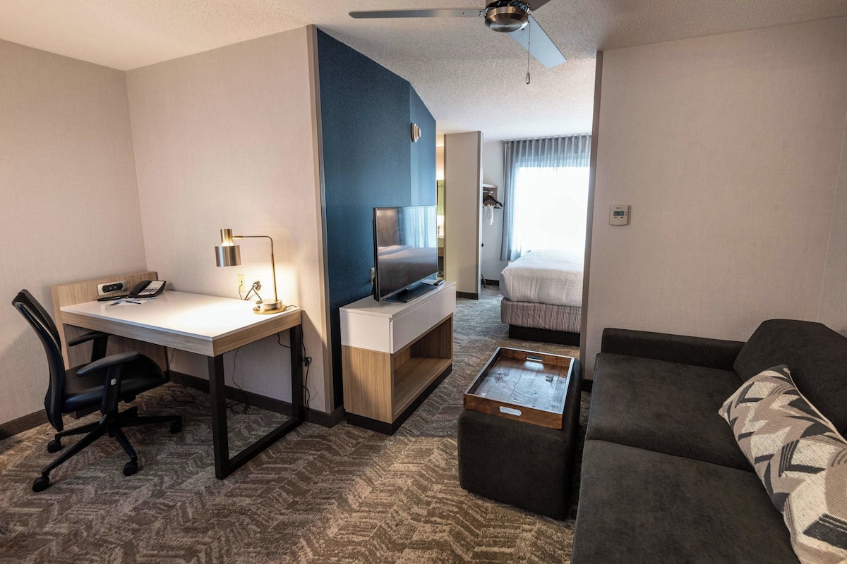 Suite, 1 King Bed with Sofa bed, Non Smoking | Living area | 32-inch flat-screen TV with cable channels, TV, offices