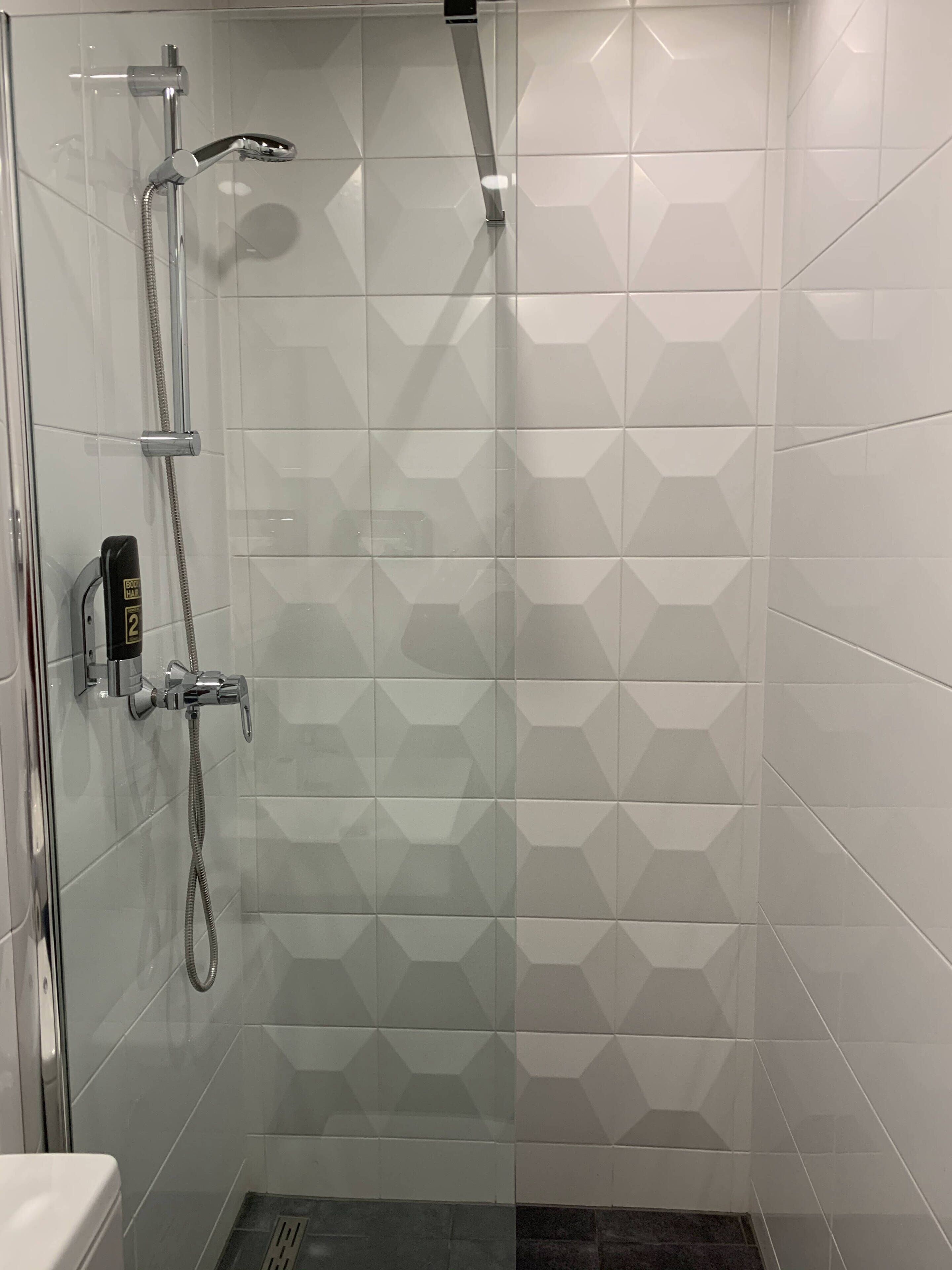 triple room | bathroom | shower, hair dryer, towels, soap