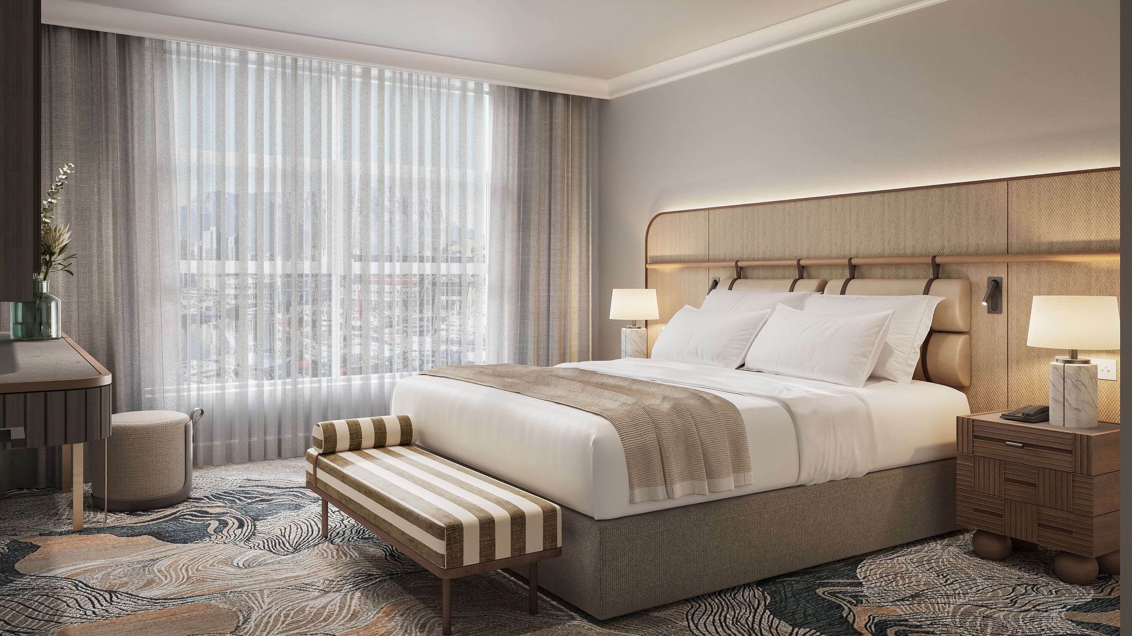 ミニバー、セーフティボックス (室内)、デスク、ノートパソコン用作業スペース