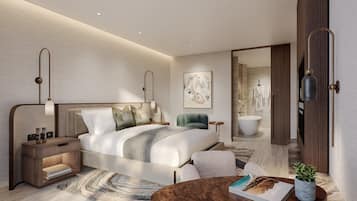 Een minibar, een kluis op de kamer, een bureau, een laptopwerkplek