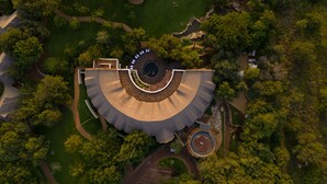 An aerial view of a circular building with a central courtyard surrounded by trees. - Mount Grace Hotel & Spa (Magaliesberg)