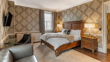 Premium bedding, down comforters, pillowtop beds, desk