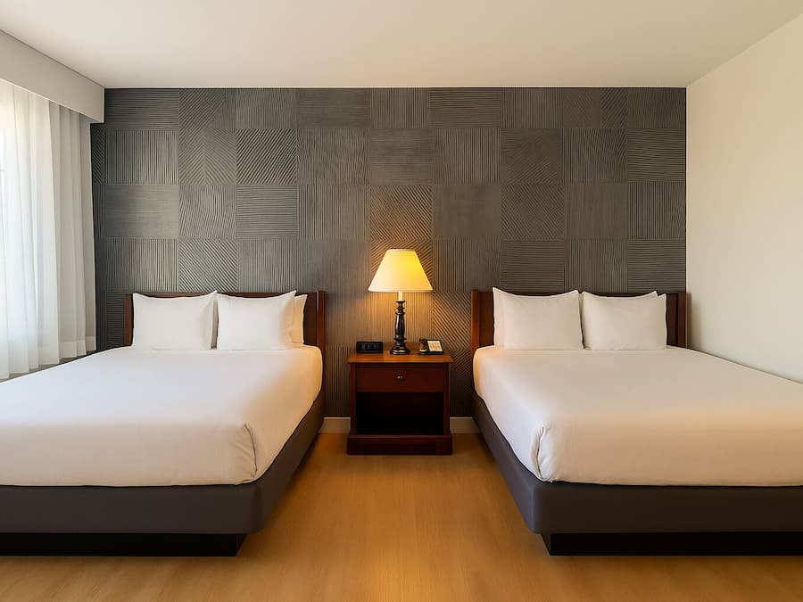 Deluxe Room, 2 Double Beds | Premium bedding, desk, laptop workspace, blackout drapes