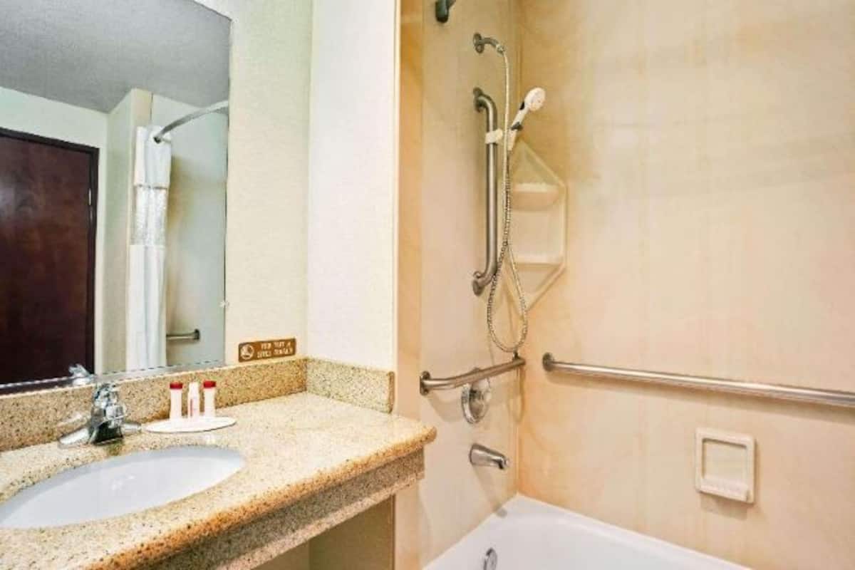 Free toiletries, hair dryer, towels