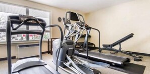 Stay active on your travels with our well-equipped fitness room featuring treadmills, a stationary bike, and a stair climber.