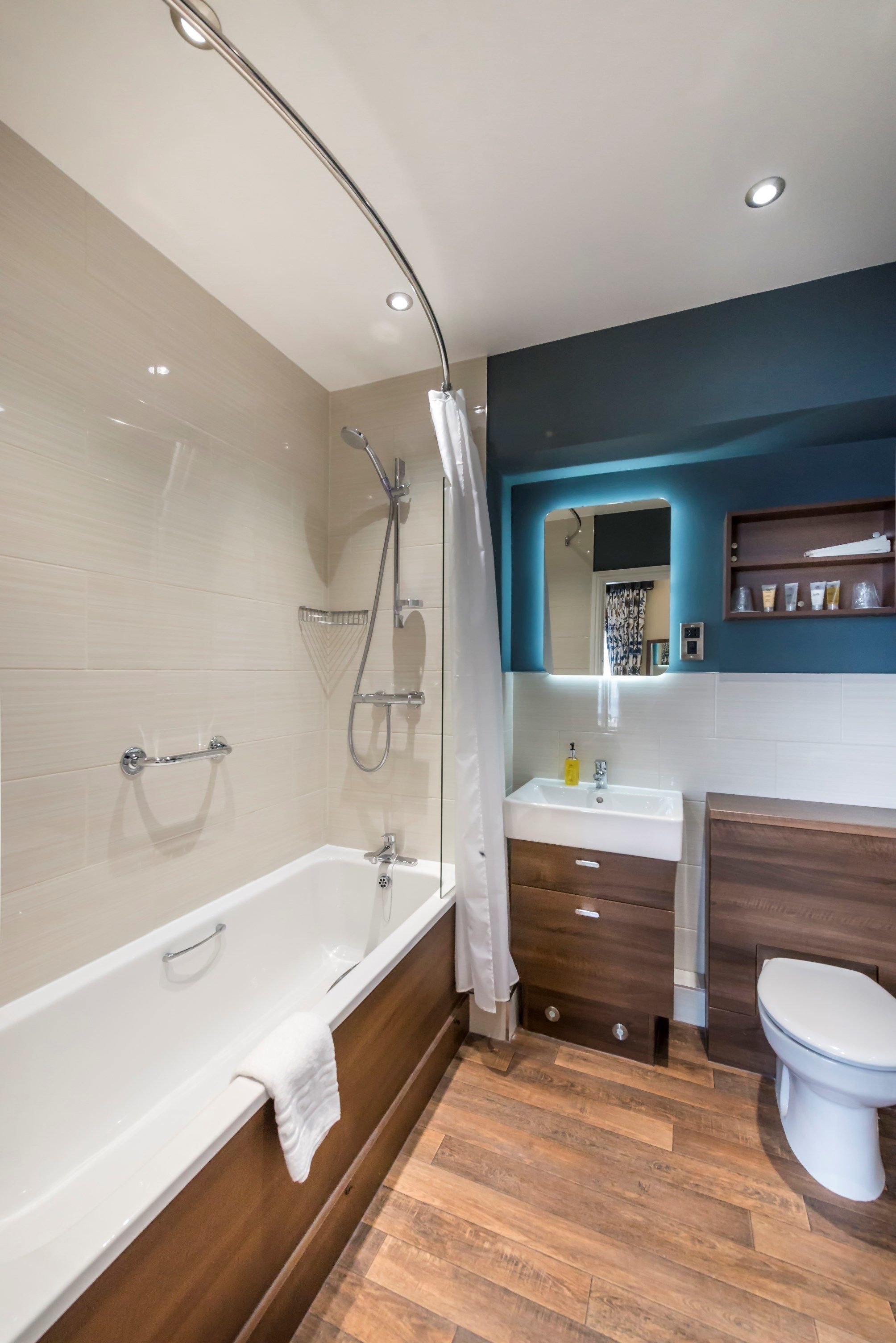 1 bedroom, desk, blackout curtains, iron/ironing board