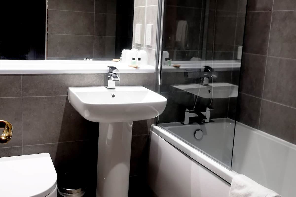 superior double or twin room | bathroom | combined shower/bathtub, hair dryer, towels, soap