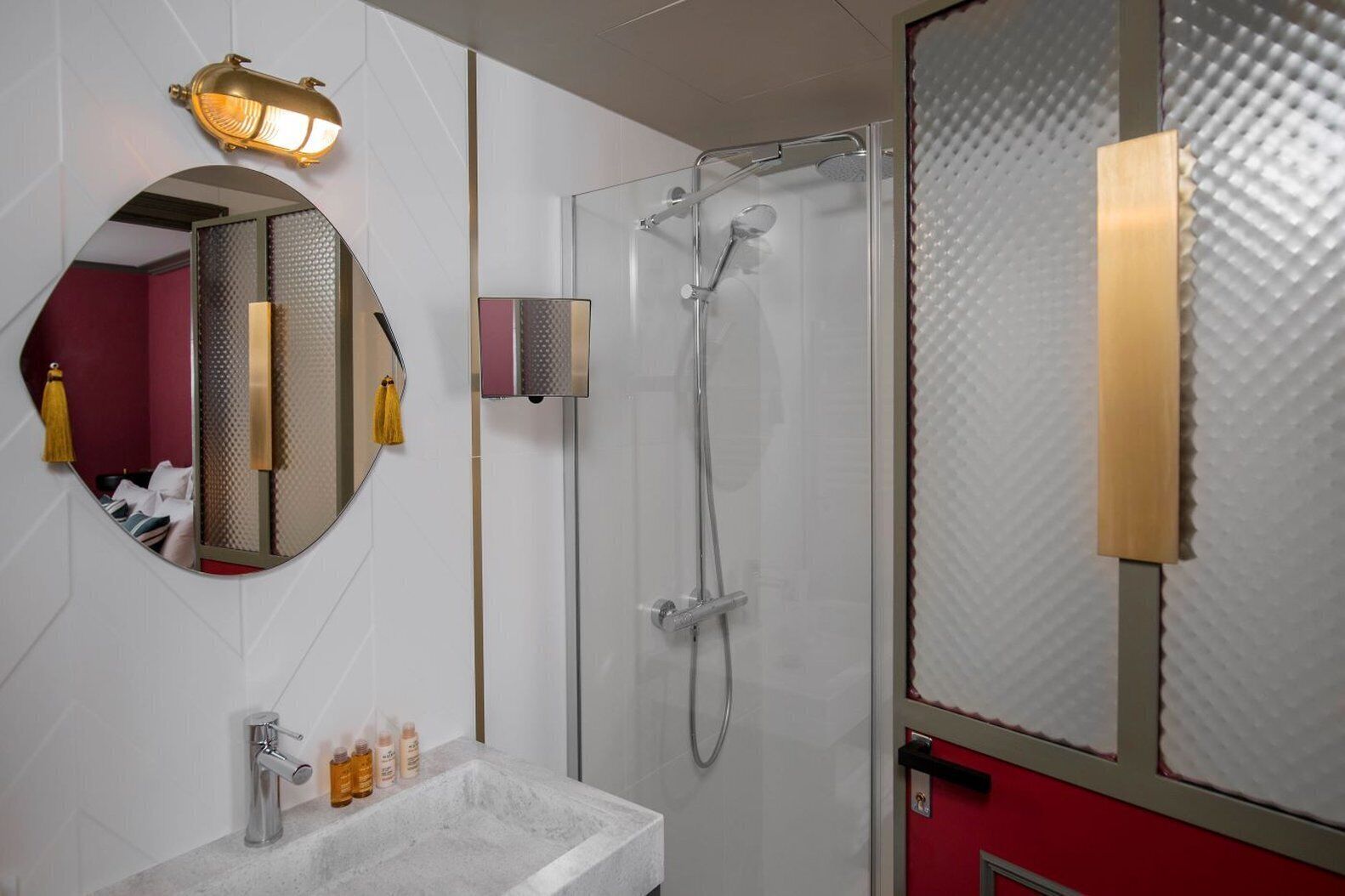 free toiletries, hair dryer, slippers, towels