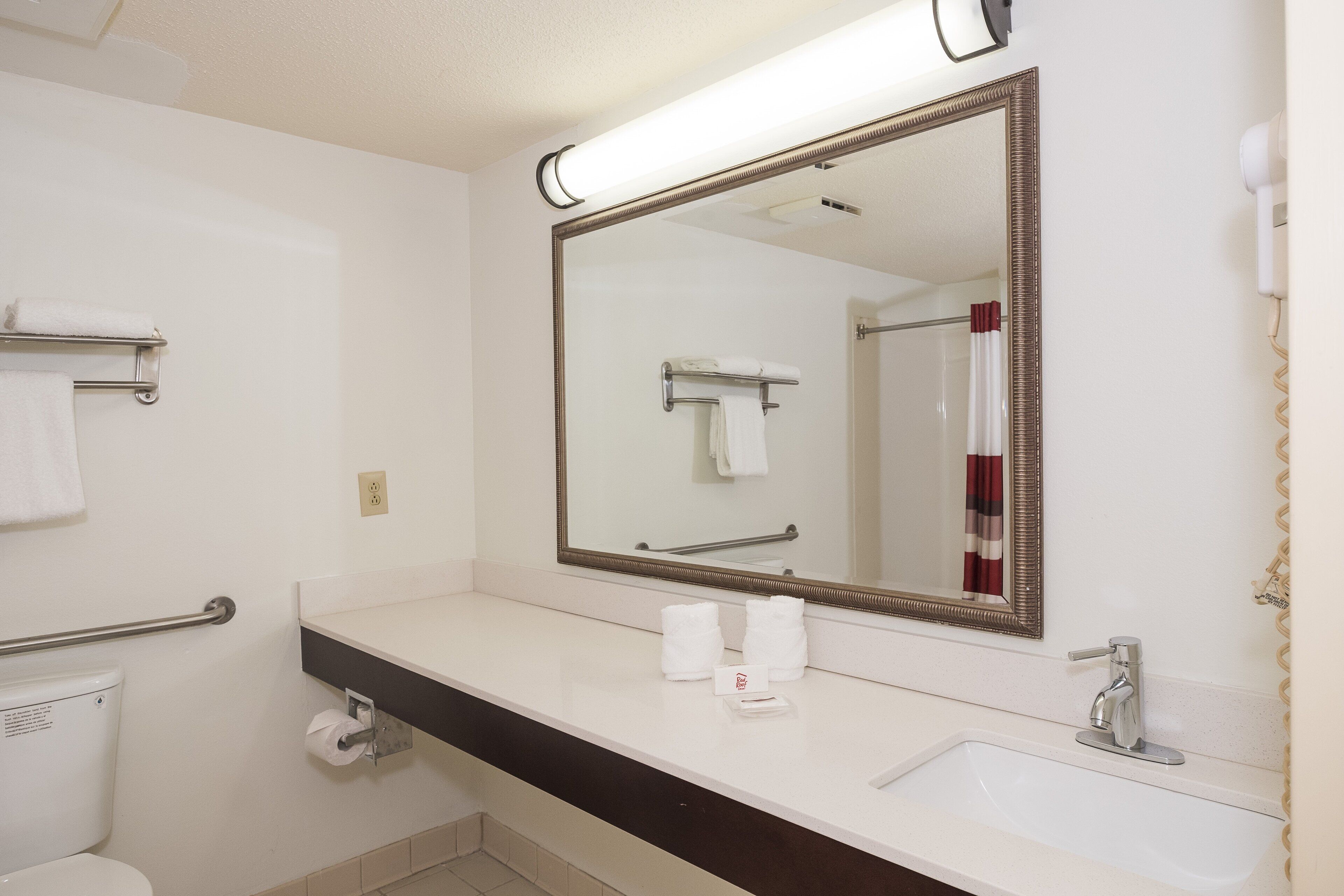 free toiletries, hair dryer, towels