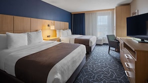 Premium bedding, pillow-top beds, desk, blackout curtains