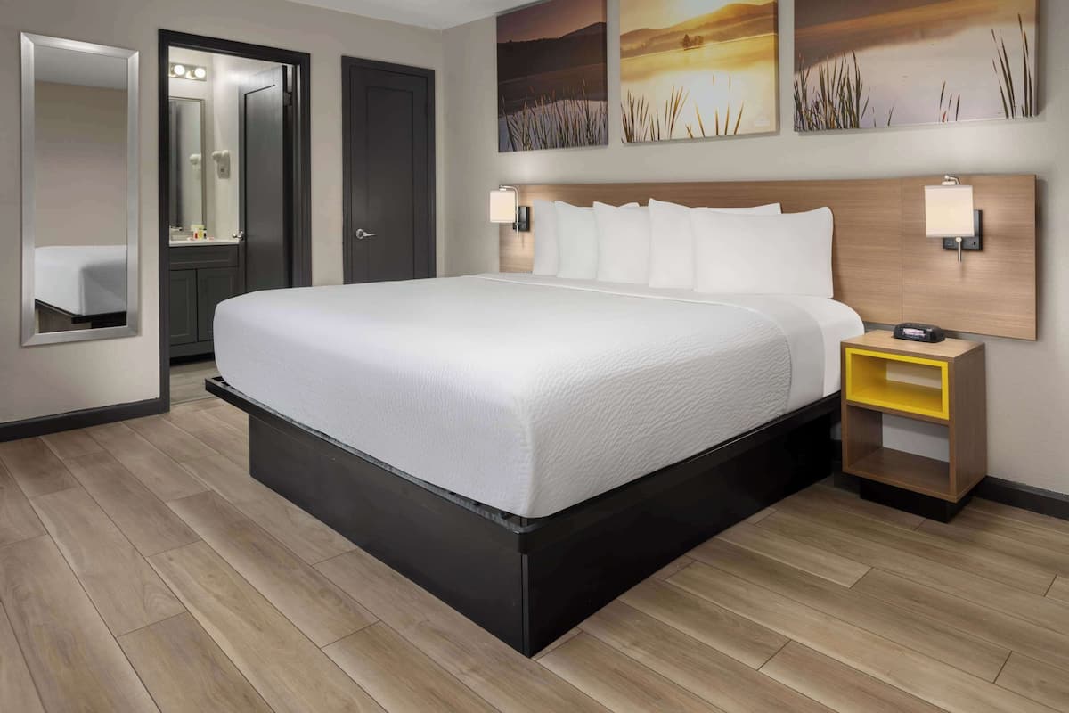 Standard Room, 1 King Bed, Refrigerator & Microwave | In-room safe, desk, iron/ironing board, free cots/infant beds