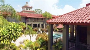 Outdoor pool, sun loungers