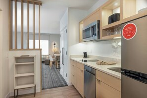 Studio Suite, 2 Queen Beds | Private kitchen | Full-size fridge, microwave, stovetop, dishwasher