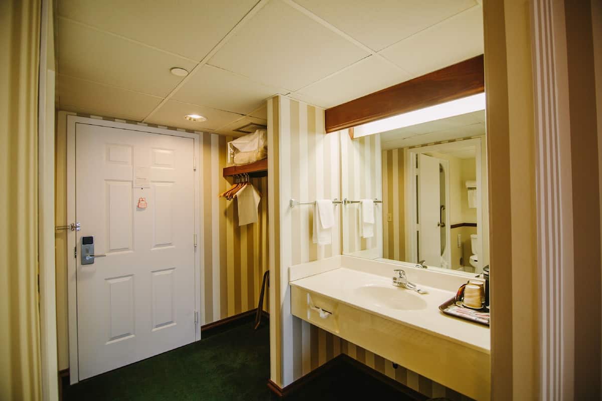 standard room, 2 queen beds (non-view) | bathroom | shower, free toiletries, hair dryer, towels