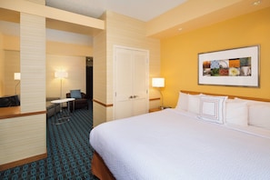 Premium bedding, blackout drapes, iron/ironing board