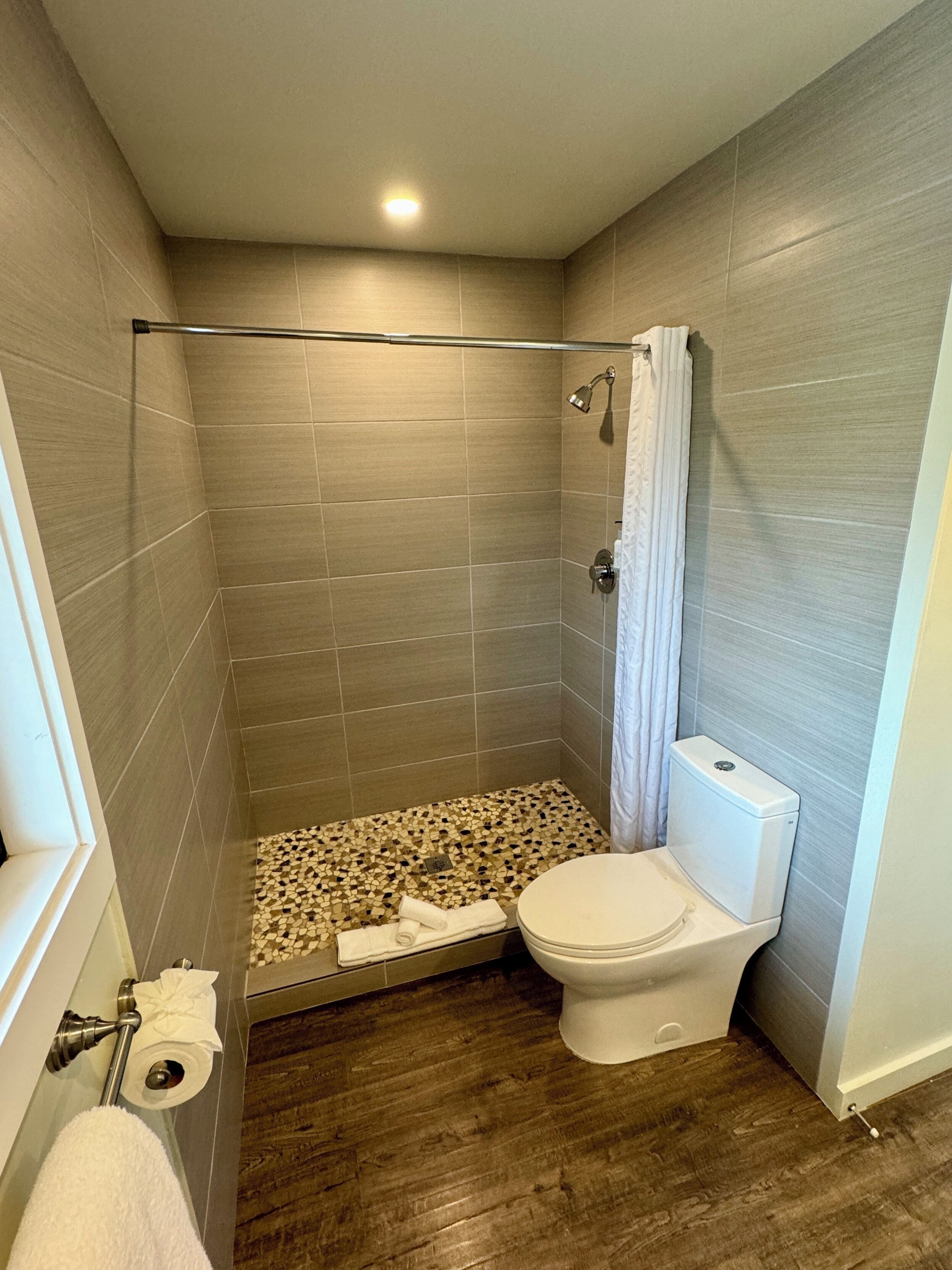 free toiletries, hair dryer, towels