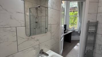 Double Room | Bathroom | Shower, hair dryer, towels